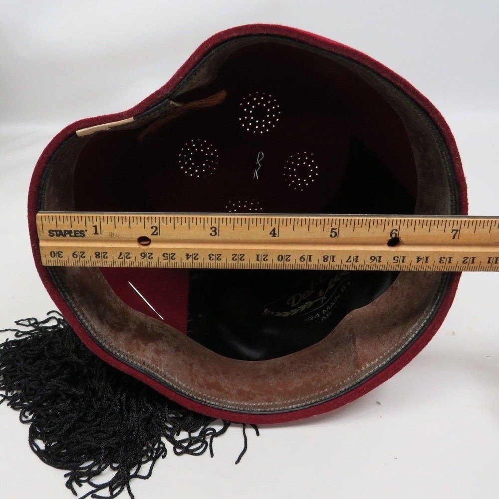 Vintage Shriners Hella Temple Fez Hat Dal-Cap Red Wool Rhinestone Tassel w/ Case - Picture 4 of 6